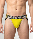 Geronimo Prism Jockstrap Yellow - men's cotton modal jockstrap underwear, front view