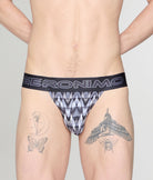Geronimo Modern Mosaic Jockstrap Black - men's micro modal jockstrap underwear, front view