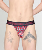 Geronimo Modern Mosaic Jockstrap Red - men's micro modal jockstrap underwear, front view