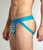 Geronimo Modern Mosaic Jockstrap Turquoise - men's micro modal jockstrap underwear, back view