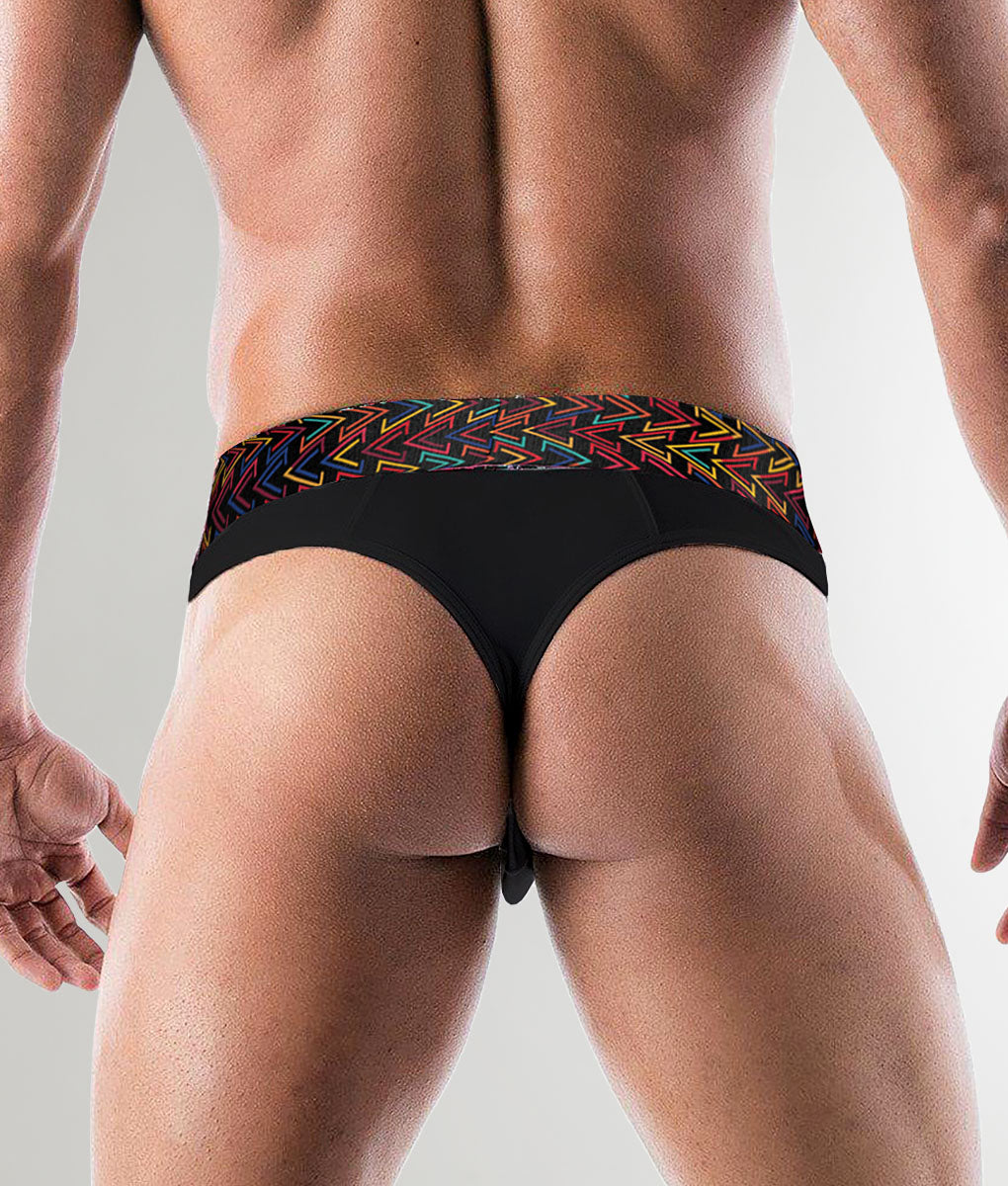 Geronimo Vibe Thong Black - men's cotton modal thong underwear, back view
