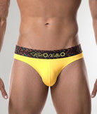 Geronimo Vibe Thong Yellow - men's cotton modal thong underwear, front view