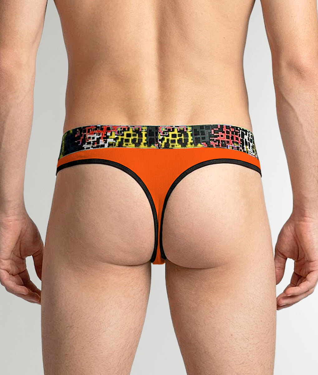 Geronimo Prism Thong Orange - men's cotton modal thong underwear, back view