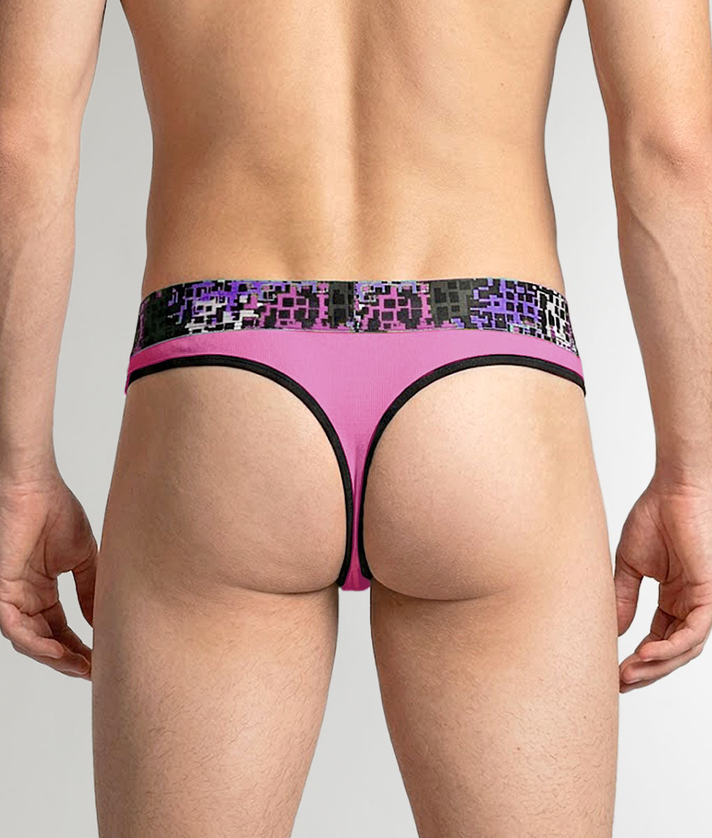Geronimo Prism Thong Pink - men's cotton modal thong underwear, back view