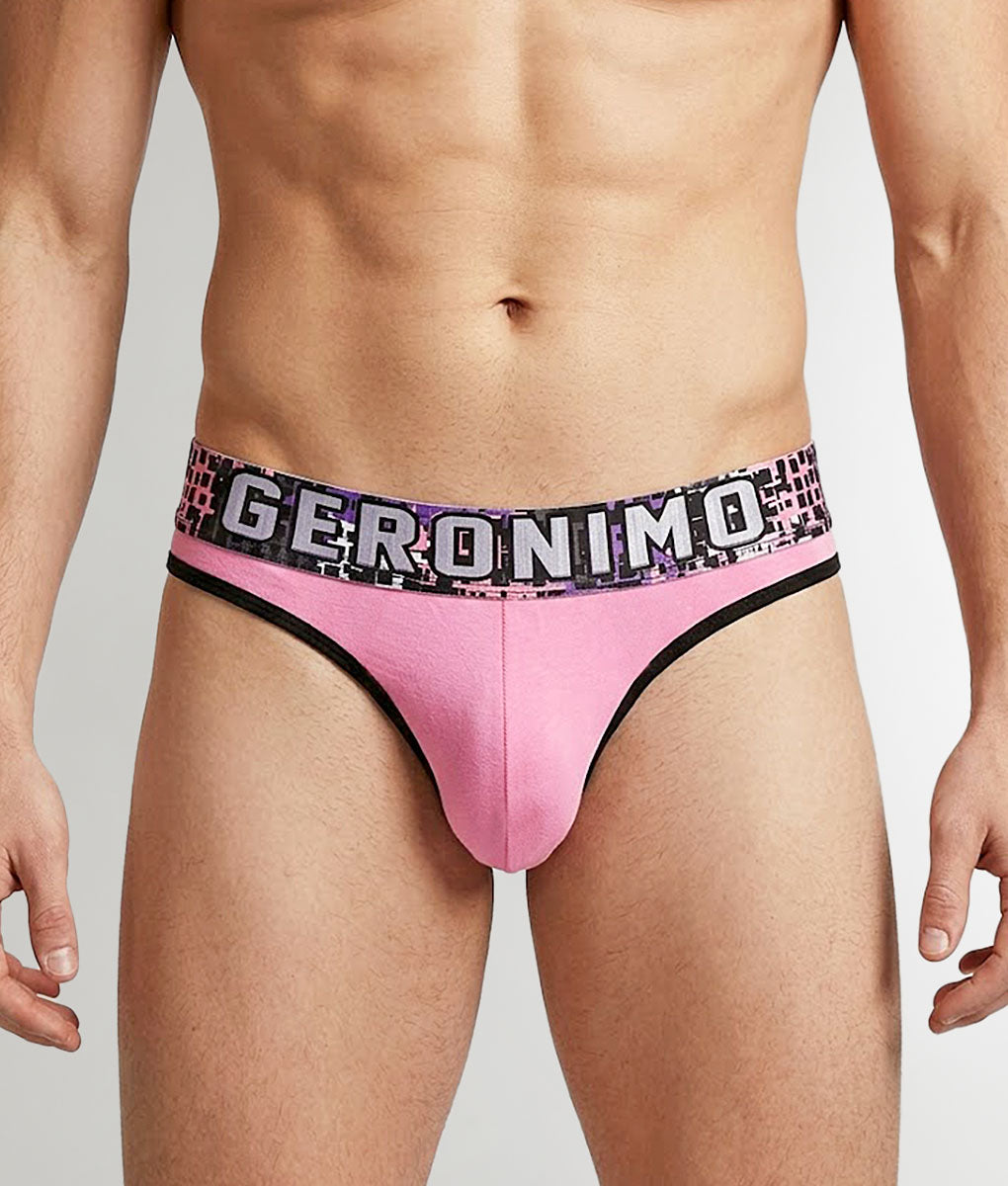 Geronimo Prism Thong Pink - men's cotton modal thong underwear, front view