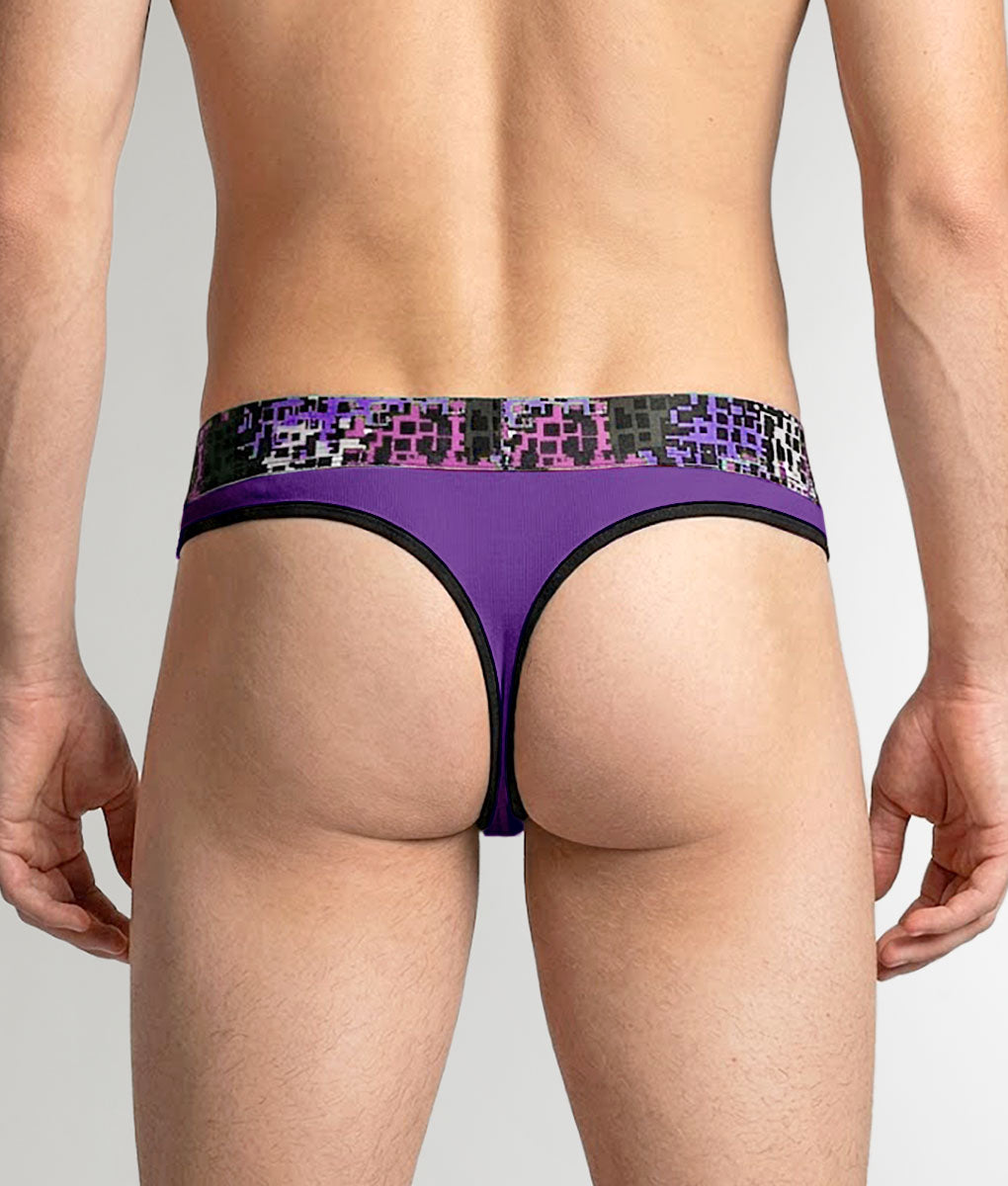 Geronimo Prism Thong Purple - men's cotton modal thong underwear, back view