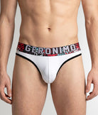 Geronimo Prism Thong White - men's cotton modal thong underwear, front view
