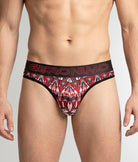 Geronimo Modern Mosaic Thong Red - men's micro modal thong underwear, front view