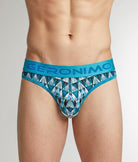 Geronimo Modern Mosaic Thong Turquoise - men's micro modal thong underwear, front view