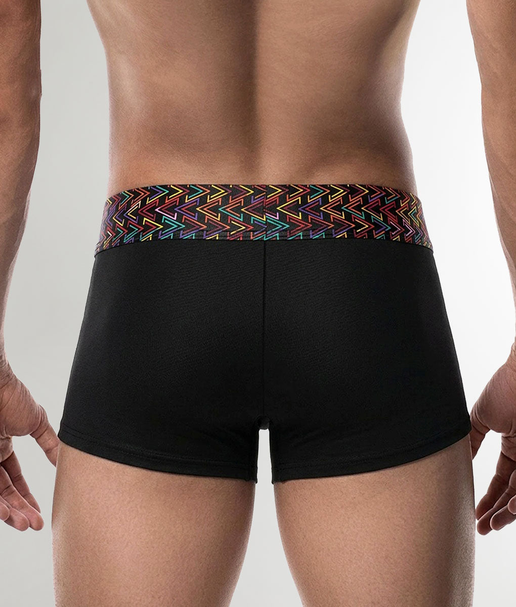 Geronimo Vibe Trunk Black - men's cotton modal trunk underwear, back view