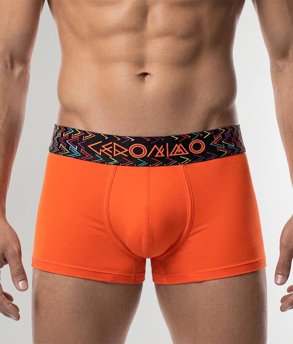 Geronimo Vibe Trunk Orange - men's cotton modal trunk underwear, front view