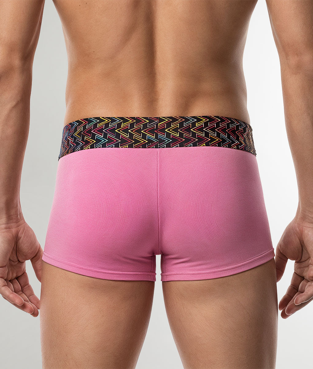 Geronimo Vibe Trunk Pink - men's cotton modal trunk underwear, back view