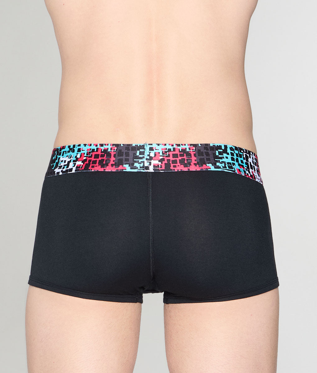 Geronimo Prism Trunk Black - men's cotton modal trunk underwear, back view
