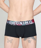 Geronimo Prism Trunk Black - men's cotton modal trunk underwear, front view