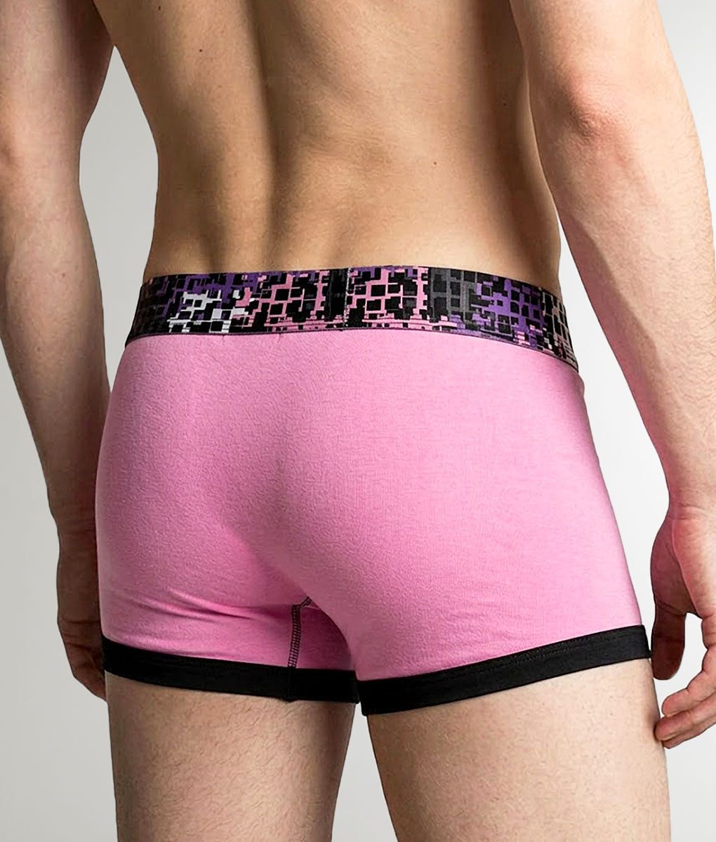 Geronimo Prism Trunk Pink - men's cotton modal trunk underwear, back view