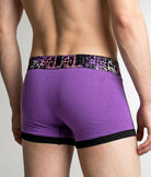 Geronimo Prism Trunk Purple - men's cotton modal trunk underwear, back view