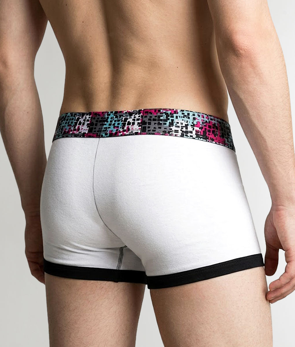 Geronimo Prism Trunk White - men's cotton modal trunk underwear, back view