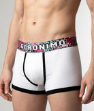 Geronimo Prism Trunk White - men's cotton modal trunk underwear, front view