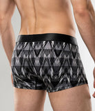 Geronimo Modern Mosaic Trunk Black - men's micro modal trunk underwear, back view