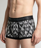 Geronimo Modern Mosaic Trunk Black - men's micro modal trunk underwear, front view