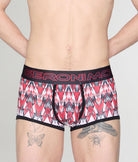 Geronimo Modern Mosaic Trunk Red - men's micro modal trunk underwear, front view
