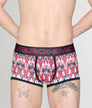 Geronimo Modern Mosaic Trunk Red - men's micro modal trunk underwear, front view