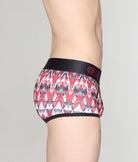 Geronimo Modern Mosaic Trunk Red - men's micro modal trunk underwear, side view