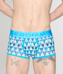 Geronimo Modern Mosaic Trunk Turquoise - men's micro modal trunk underwear, front view