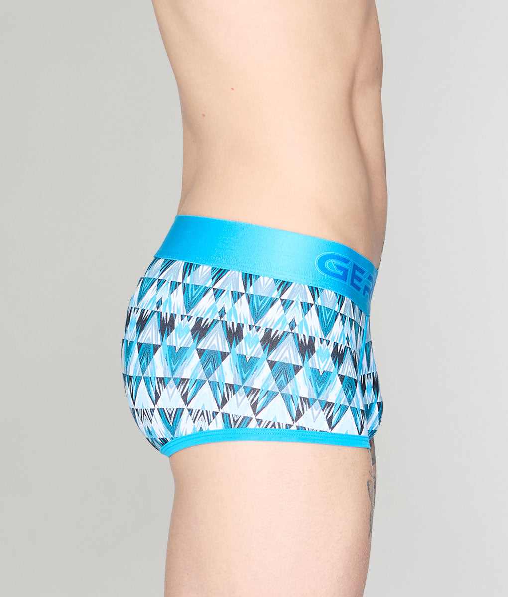 Geronimo Modern Mosaic Trunk Turquoise - men's micro modal trunk underwear, side view