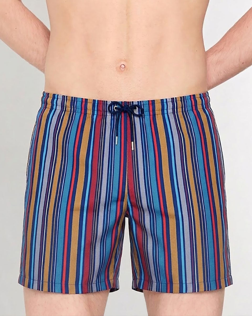 HOM Marni Beach Boxer Multicolor Stripes - men's board shorts front view