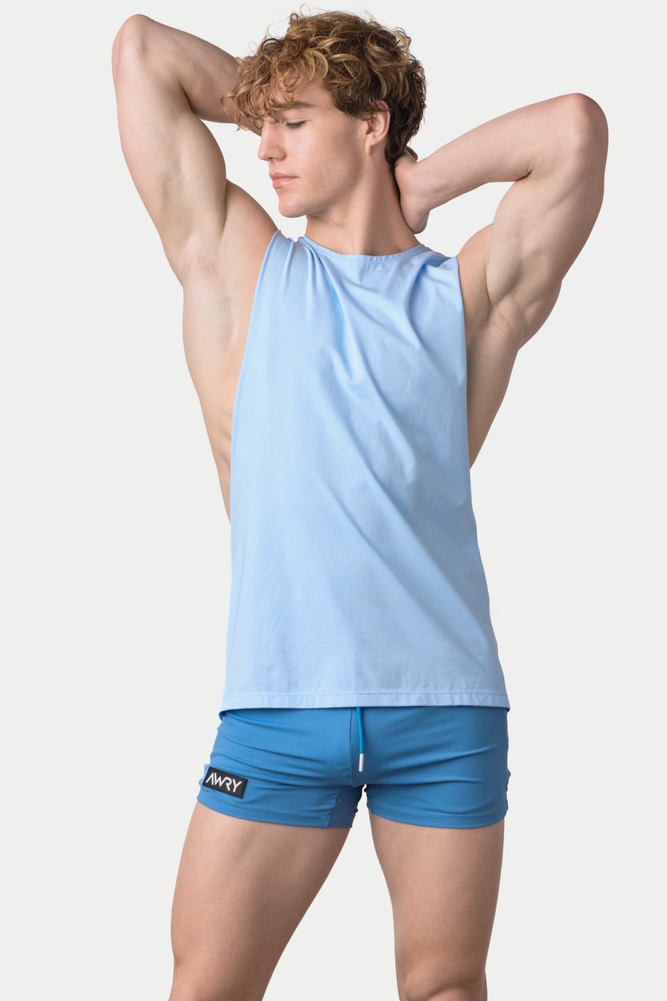 Awry Impact Tank Frost — close-up of organic cotton-modal fabric texture and drape