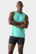 Awry Impact Tank Turquoise — close-up of organic cotton-modal fabric texture and drape