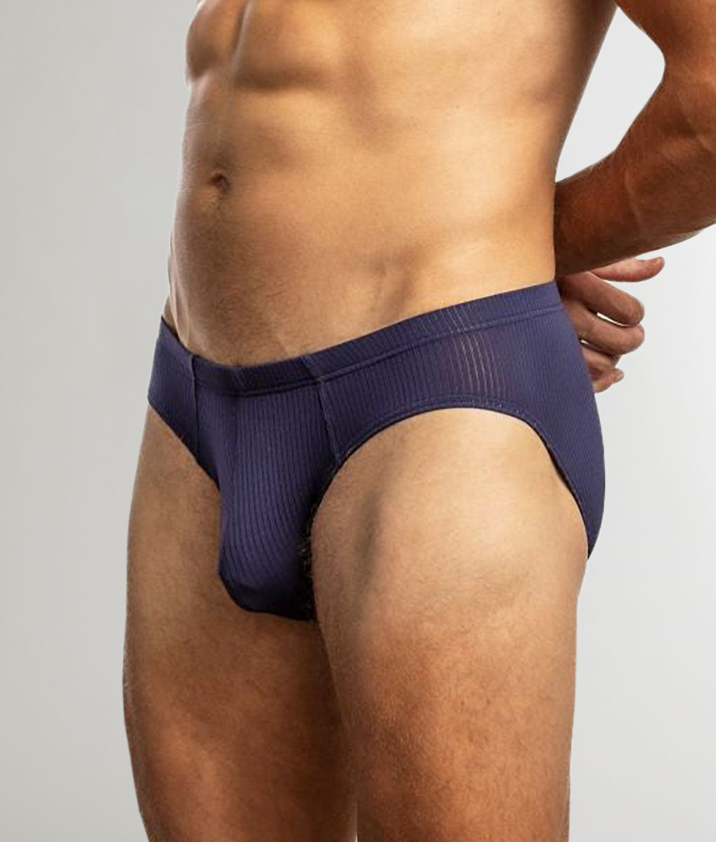 Jack Adams Barely There Modal Bikini Brief Eclipse - mens bikini briefs low rise ribbed modal, profile view