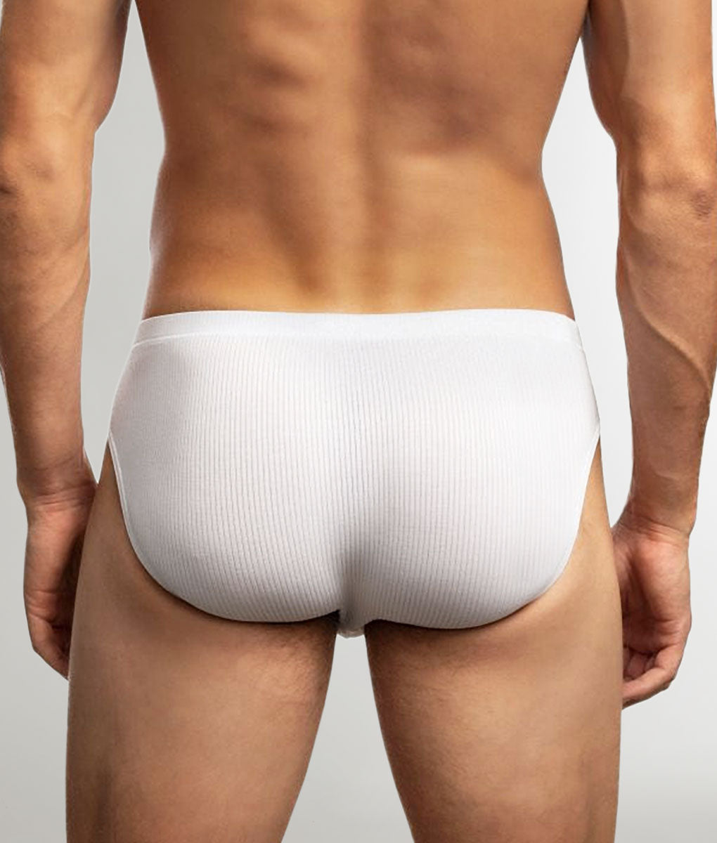 Jack Adams Barely There Modal Bikini Brief White - men's bikini brief elastic waistband full back view