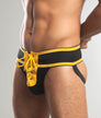 Jack Adams Footballer Lace-up Jockstrap Black-yellow