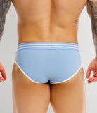 JOR College Brief Blue - men's low-rise cotton brief, back view
