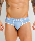 JOR College Brief Blue - men's low-rise cotton brief with contoured pouch, front view