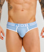 JOR College Brief Blue - men's low-rise cotton brief with contoured pouch, front view