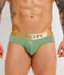 JOR Soho Brief Green - men's low-rise microfiber brief with contoured pouch, front view