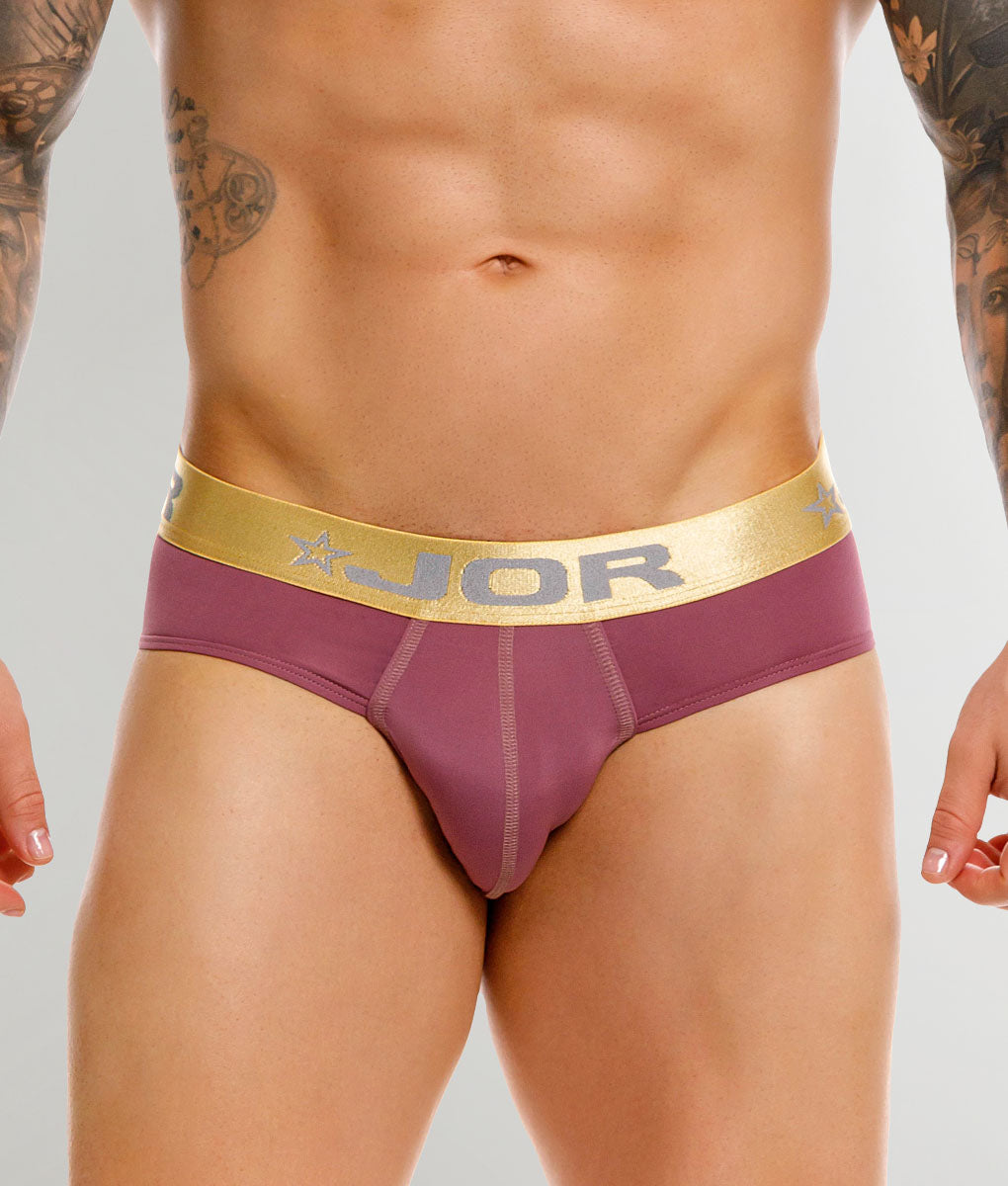JOR Soho Brief Wine - men's low-rise microfiber brief with contoured pouch, front view