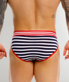 JOR Santorini Brief Stripes - men's low-rise striped brief with full back coverage, back view