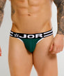 JOR Rush Brief Green - men's low-rise cotton brief with contoured pouch, front view