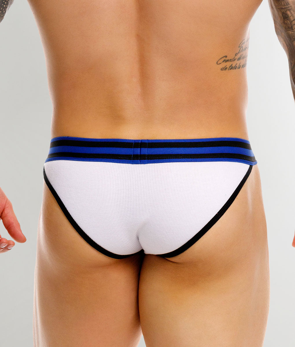 JOR Rush Brief White - men's low-rise cotton brief, back view