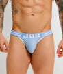 JOR College Thong Blue - men's low-rise cotton thong with front coverage panel, front view