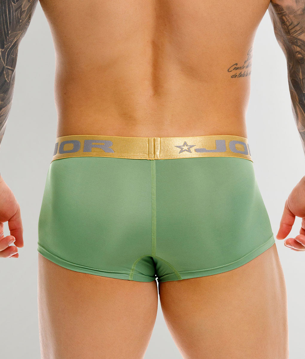 JOR Soho Trunk Green - men's low-rise microfiber trunk with full back coverage, back view