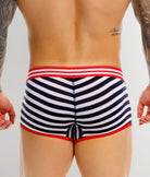 JOR Santorini Trunk Stripes - men's low-rise striped trunk with full back coverage, back view