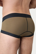 Awry Lift Brief Moss Black - side view showing low-rise silhouette and mesh panels