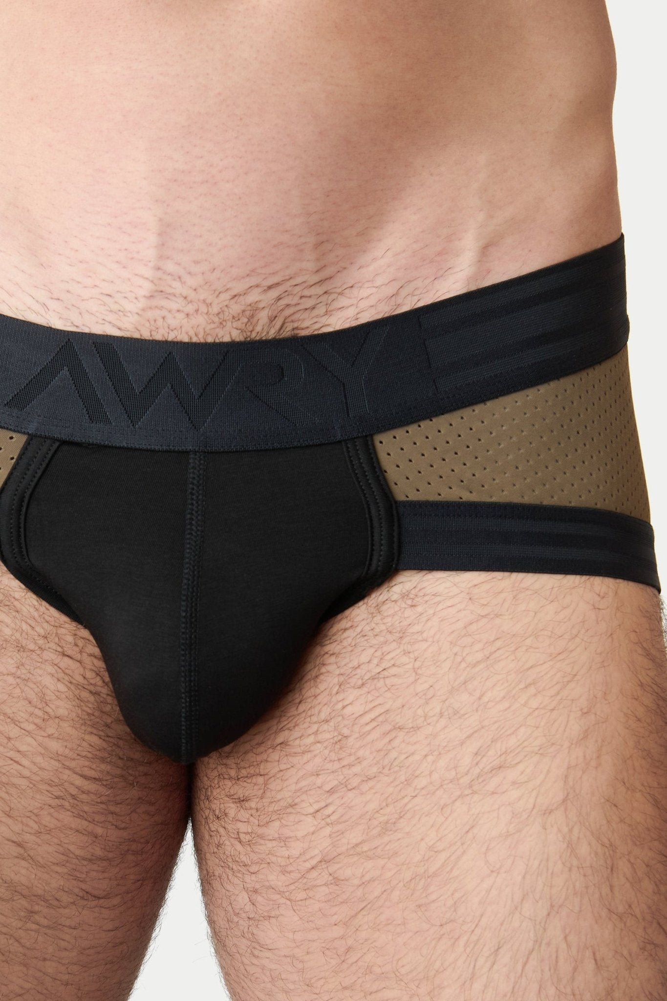 Awry Lift Brief Moss Black - back view showing brief cut and flat waistband detail