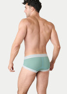 Awry Lift Brief Sea Foam — detail shot of branded waistband and 4-way stretch mesh fabric
