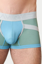 Awry Lift Trunk Sea Foam- branded waistband detail on men's trunk underwear